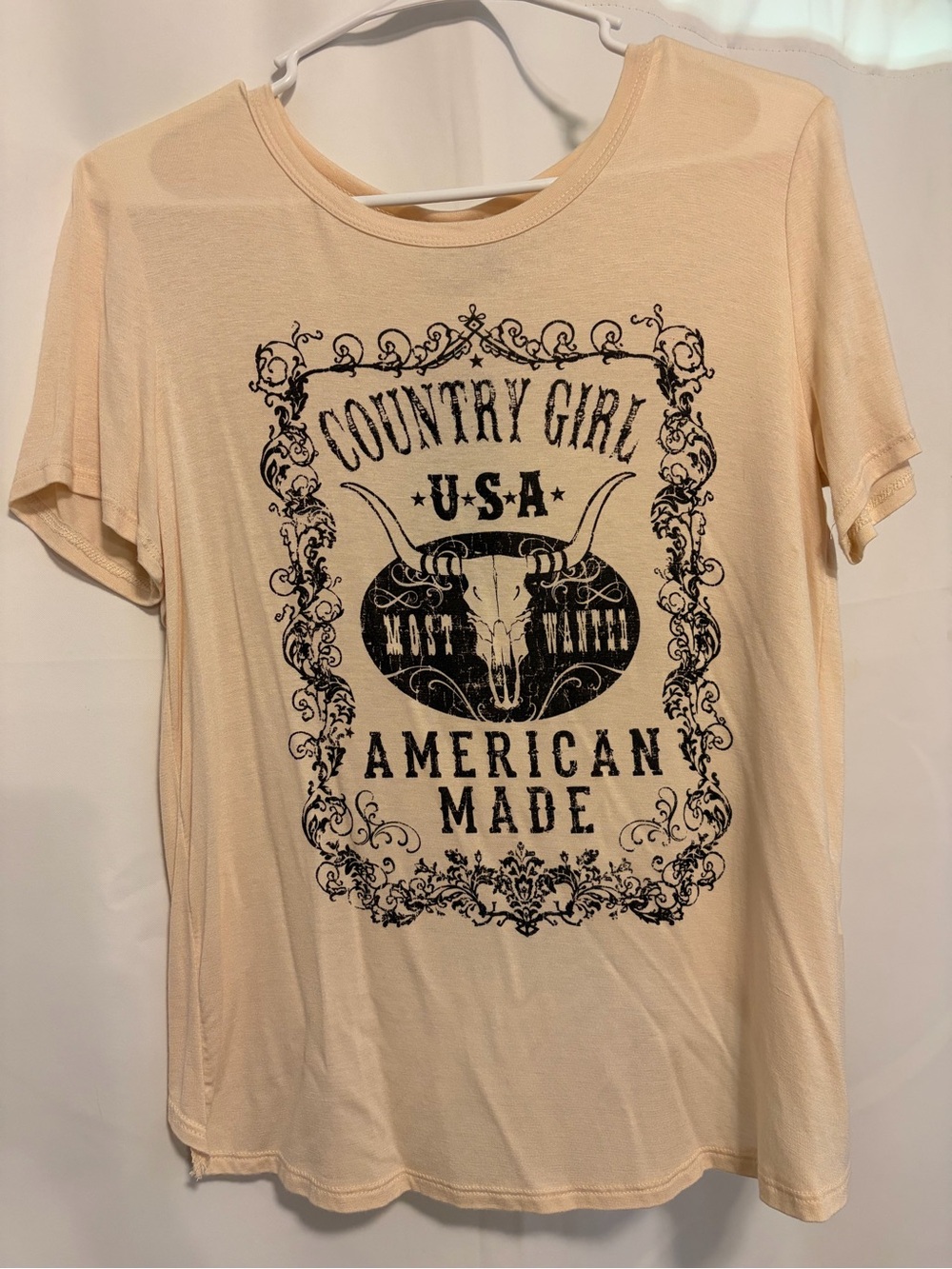 Cream Graphic 'Country Girl USA American Made' Tee